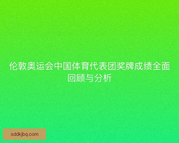 伦敦奥运会中国体育代表团奖牌成绩全面回顾与分析